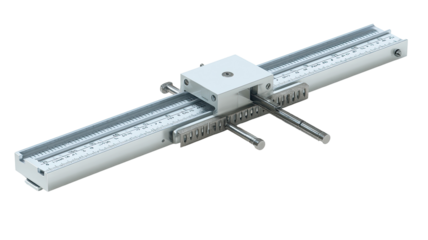 Precision linear motion system, metallic, with  adjustable components
