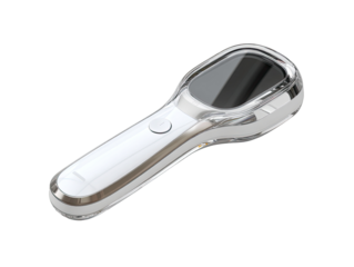 Sleek, handheld medical device with transparent casing