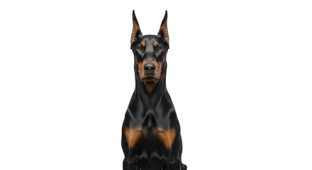 Regal Doberman Pinscher stares forward intently