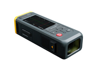 Fototapeta premium Gray and yellow handheld device with screen and controls