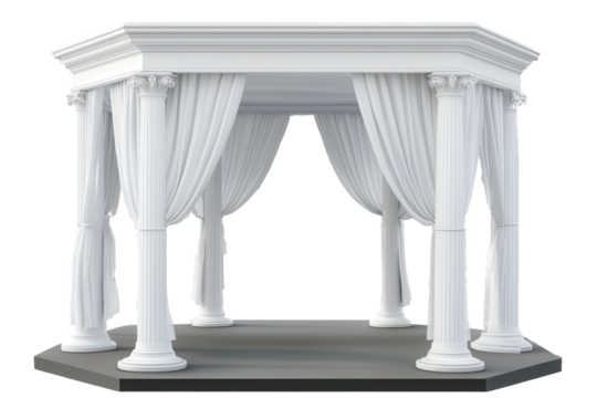 Elegant white canopy gazebo set in an outdoor location perfect for weddings and events during a sunny afternoon or evening gathering