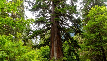 Obraz premium Lush forest canopy with towering tree