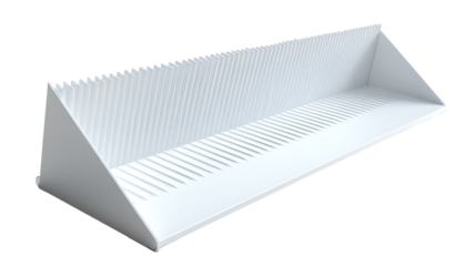 White triangular display tray with vertical grooves
