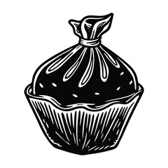 Download delicious cupcake dessert illustration vector in black and white for free design and art