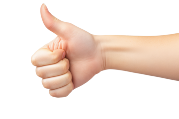 Hand showing thumbs down gesture isolated on white background in a clear and straightforward manner for expressive communication