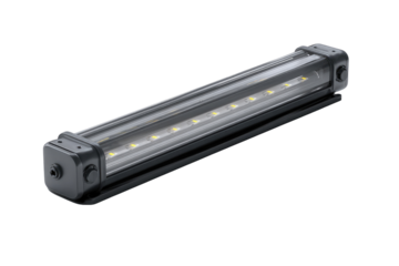 Rectangular LED light bar, dark gray housing, clear lens