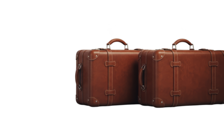 Two brown leather suitcases on black