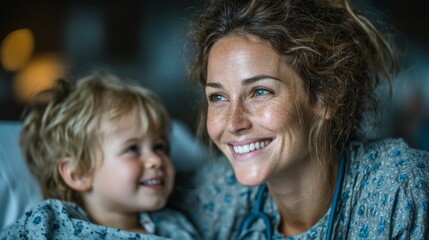 Obraz premium Smiling nurse caring for a young patient in a medical setting