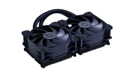 Dual fan CPU cooler, dark gray, with copper heatpipes