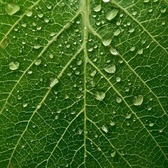 Fresh Leaf Vein Texture with Dew Drops, environment, wallpaper