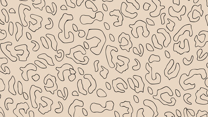Black and beige seamless pattern with abstract animal print elements 