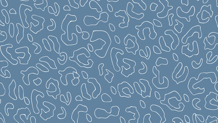 Blue and white seamless pattern with abstract animal print elements 