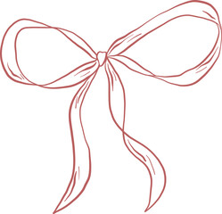 Bold Ribbon Bow With Pleated Ends In Hand Drawn Style
