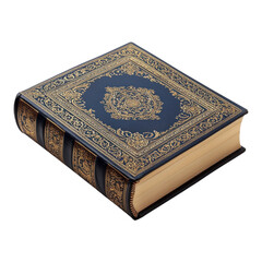 Fototapeta premium Luxury leather bound book, vintage hardcover, gold embossed, ornate design isolated on Transparent Background