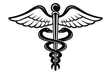 Caduceus Medical Symbol Silhouette on White Background medicine healthcare