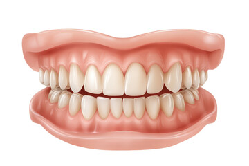 Detailed representation of human teeth, gums, and jawbone illustrating dental anatomy for educational purposes