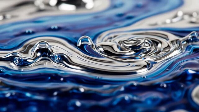 Liquid Abstract Swirling motion Metallic sheen Deep blue hues Fluid dynamics Conceptual art high quality professional