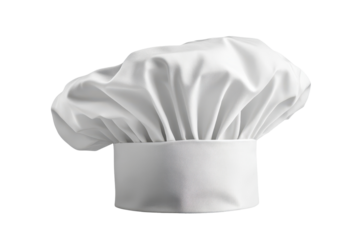 Chef's toque displayed on a white isolated background, emphasizing its classic design and significance in culinary arts and kitchen traditions