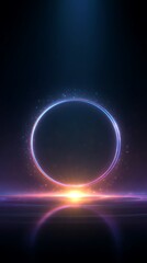 Glowing Portal Circle with Ethereal Light and Reflections on Dark Background Digital Art