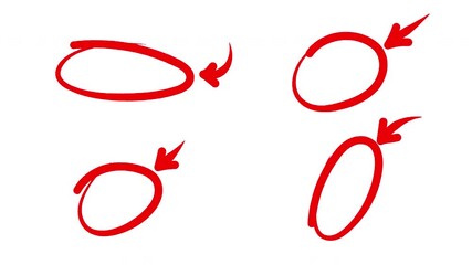 Hand-drawing red circle with arrows animation on transparent background. 4k Video - Powered by Adobe