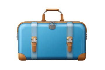 Bright blue travel bag cutout showcasing a stylish design, perfect for vacation or weekend getaways, emphasizing functionality and fun in travel arrangements