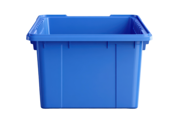 Storage bin for organizing items in various spaces, featuring a sturdy design and bright blue color ideal for home or office use