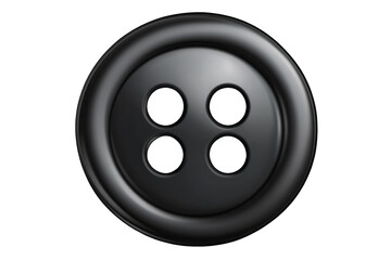 Obraz premium Round black button with four holes displayed in high detail against a transparent background