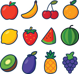 Fruits Collection apple banana vector set