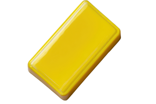 Bright yellow eraser viewed from above on a transparent background highlighting its smooth surface and rectangular shape suitable for all writing corrections or art projects - Powered by Adobe