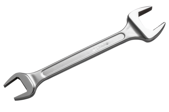 Single adjustable wrench positioned against a transparent background showcasing its polished metal finish and versatile usability for various mechanical tasks and repairs today