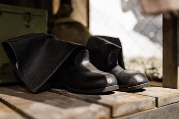 Vintage tarpaulin boots from the Soviet Union and World War II.