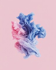 Colorful Swirling Ink in Motion Against Light Pink Background