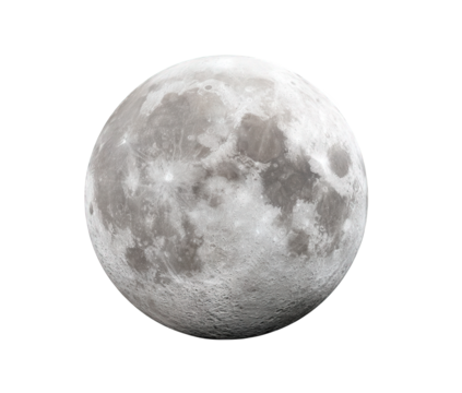 Full Moon Close-Up, Gray Lunar Surface, Dark Background - Powered by Adobe