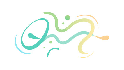 Abstract flowing organic lines and shapes with a gentle gradient transitioning from teal to yellow and peach on a black background