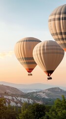 Obraz premium Hot air balloons soar above scenic landscape