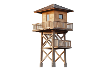 Elevated lookout tower observation post offers panoramic views of the surrounding landscape for nature enthusiasts and visitors at any time of day