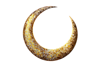 Crescent moon symbol representing Ramadan with intricate artistic detailing in a low resolution format