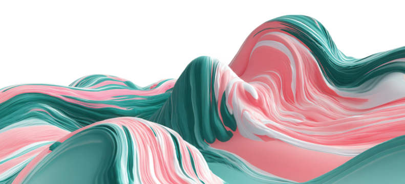 Abstract Wavy Background with Pink Teal and White Swirls