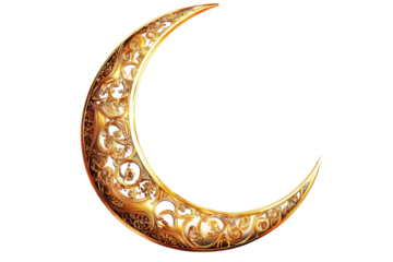 Ramadan crescent moon design showcasing intricate details on a white background, capturing the essence of cultural significance and spiritual importance associated with the holy month