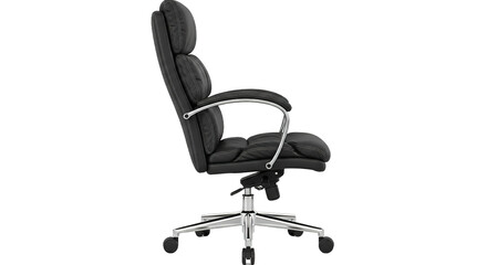 Black Leather Executive Office Chair Side View