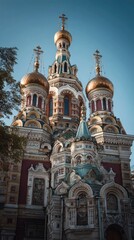 Obraz premium Golden-domed historic church, vibrant style