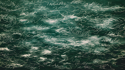 Close up abstract view of dark green water surface with ripples and light reflections creating a textured organic pattern