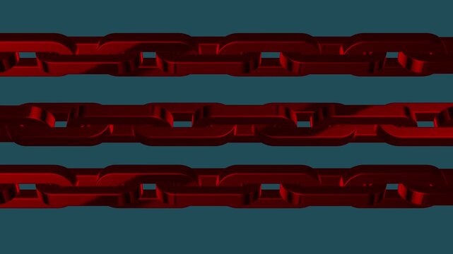 Seamless Red Metal Chain Links Interlocking Abstract Background Technology Connection Strength Security Concept 3 D Render