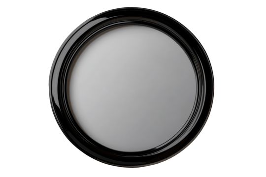 Round black frame designed for text display, isolated on transparent background with a low-resolution appearance