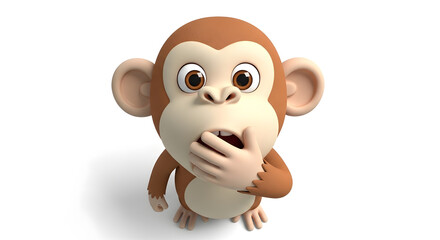 Obraz premium Cartoon Monkey with Shocked Expression on White Background