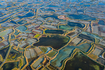 Aerial view of the salt fields of Guerande France