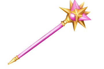 Bright magic wand with golden star top and pink shaft, perfect for enchanting adventures and imaginative play