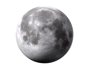 Full Moon on Black Background Detailed Gray Lunar Surface