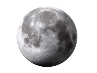 Full Moon on Black Background Detailed Gray Lunar Surface