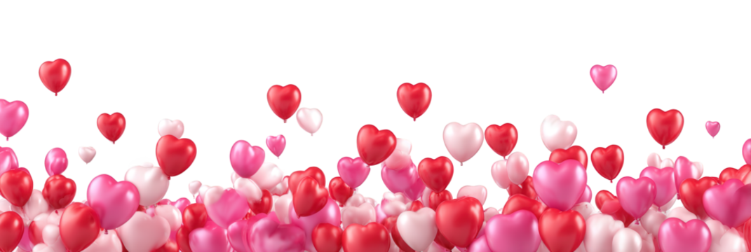 Pink And Red Heart Balloons On Black Background